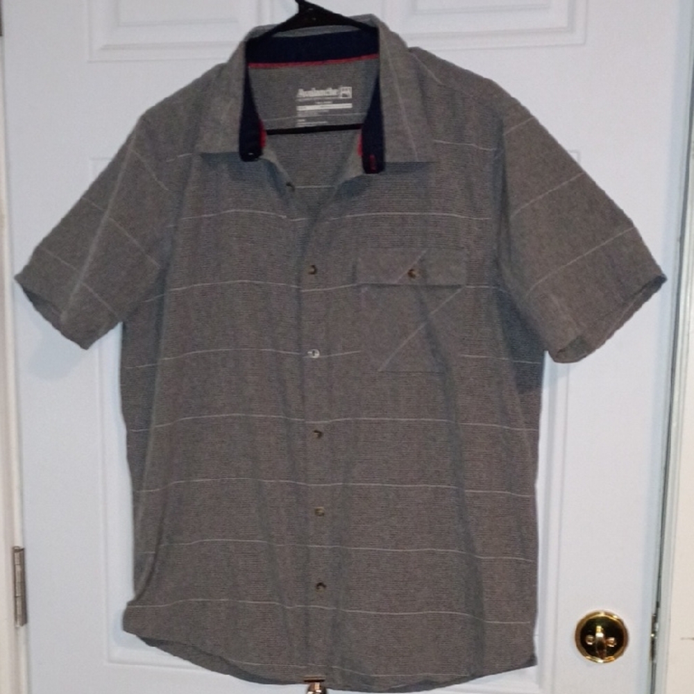 Avalanche Black and White Striped Button Down Shirt